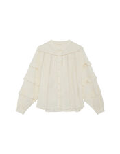 Maison Hotel Dobby Frill Blouse, Ivory (IVORY), large