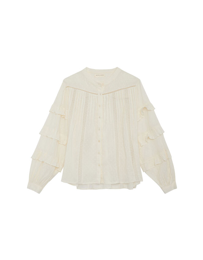 Maison Hotel Dobby Frill Blouse, Ivory (IVORY), large