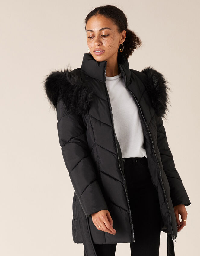 Saffi Padded Coat in Recycled Fabric, Black (BLACK), large