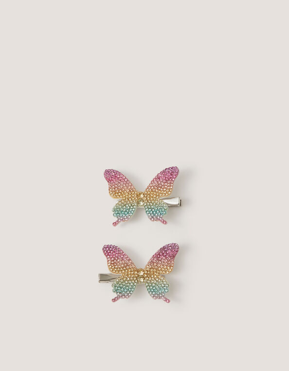 2-Pack Rainbow Butterfly Hair Clips, , large