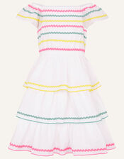 Fiesta Ricrac Dress in Organic Cotton, Ivory (IVORY), large