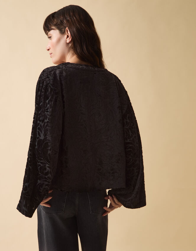 Clemence Gigi Velvet Burnout Kimono Jacket Black