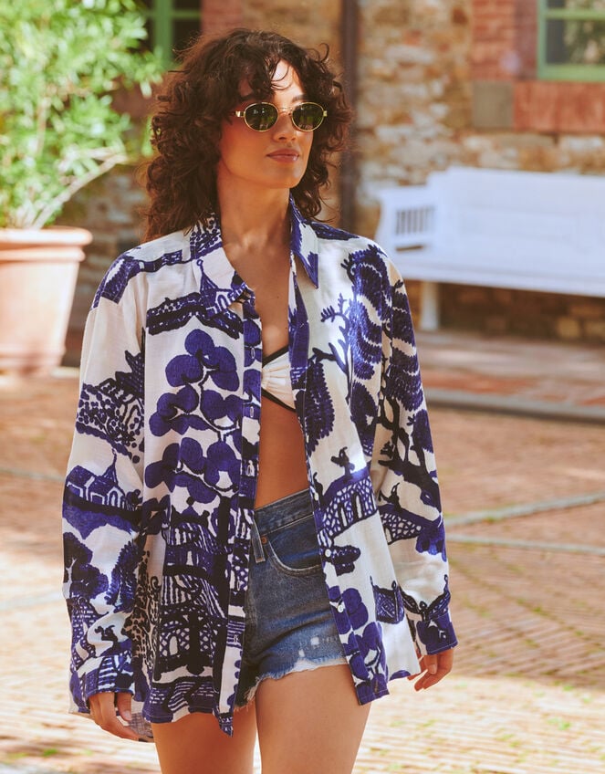 One Hundred Stars Giant Willow Print Oversized Shirt, , large