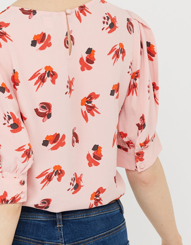 Betty Printed Short Sleeve Blouse, Pink (BLUSH), large