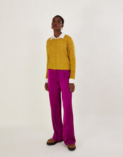 Super-Soft Slash Scallop Neck Jumper, Yellow (OCHRE), large