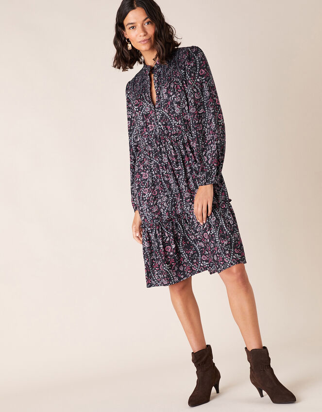 Floral Print Short Dress in LENZING™ ECOVERO™ Blue | Day Dresses ...