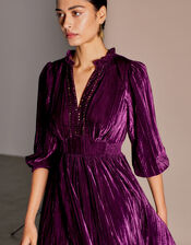 East Crinkle Velvet Dress, Purple (RASPBERRY), large