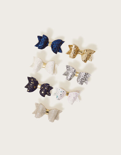 Sparkle Bow Hair Clips 7 Pack, , large
