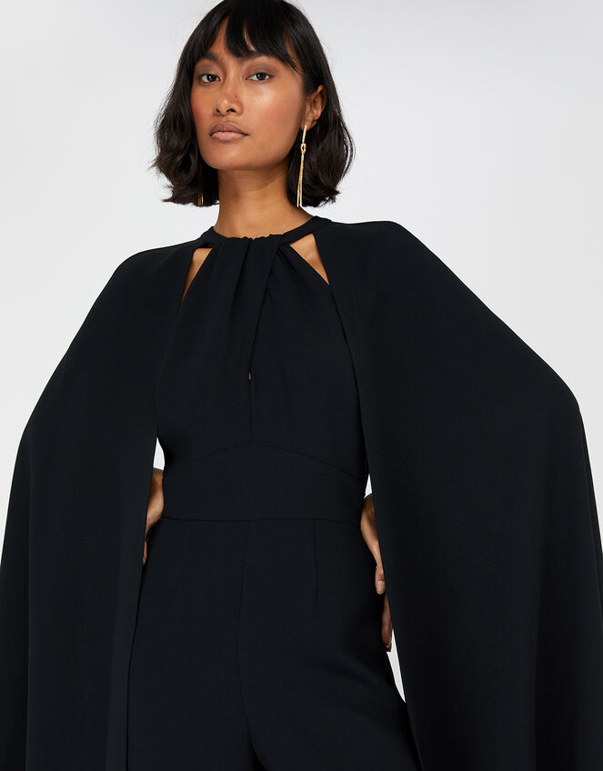 Kimora Cape Wide Leg Jumpsuit, Black (BLACK), large