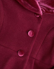 Velvet Shawl Collar Coat, Red (BURGUNDY), large