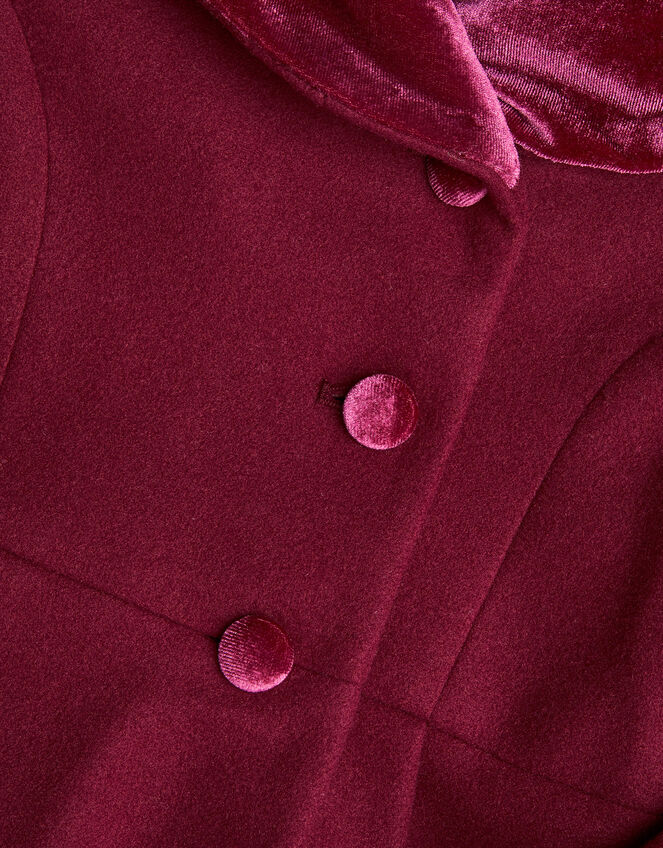 Velvet Shawl Collar Coat, Red (BURGUNDY), large