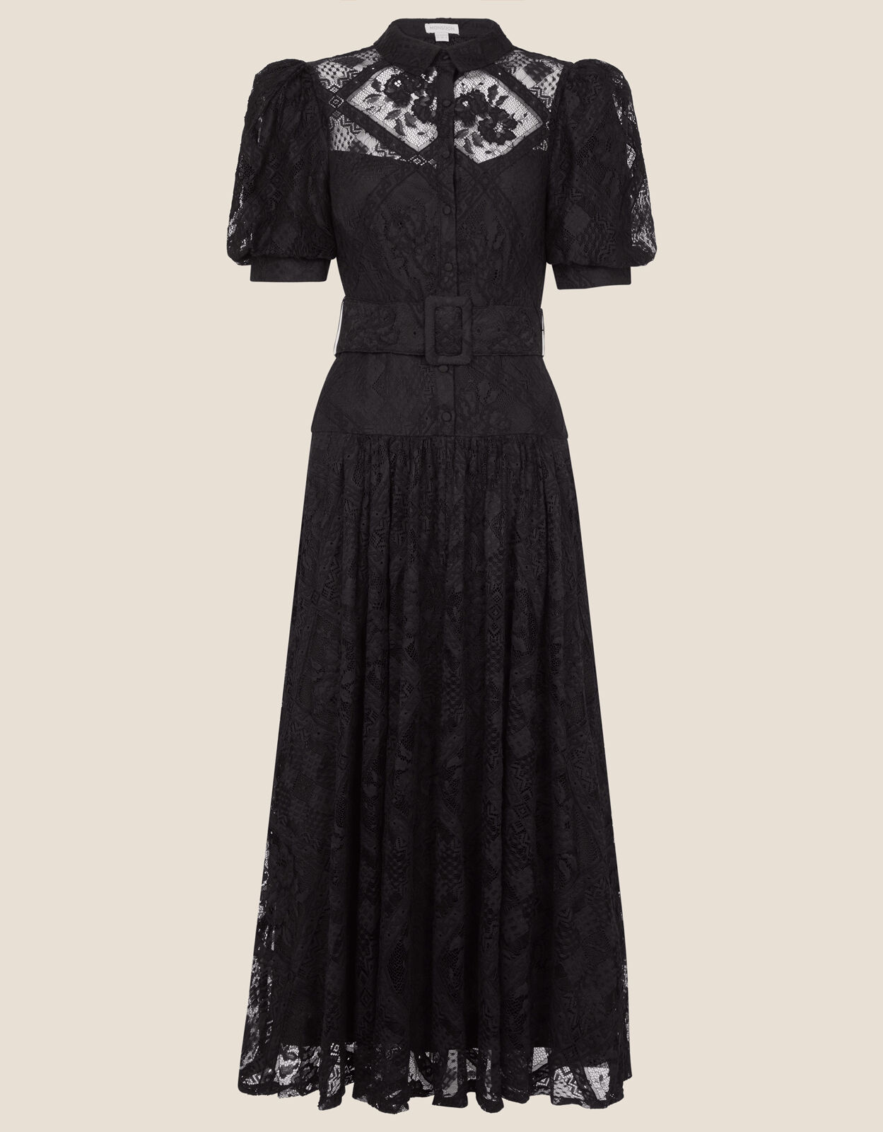 black lace shirt dress
