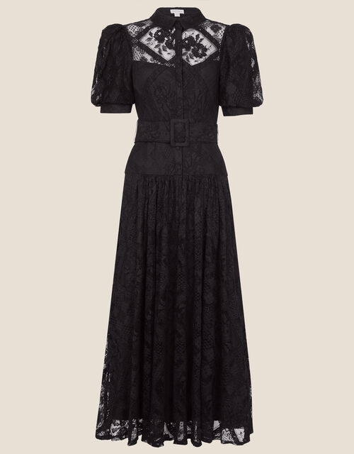 Leila Lace Shirt Dress, Black (BLACK), large