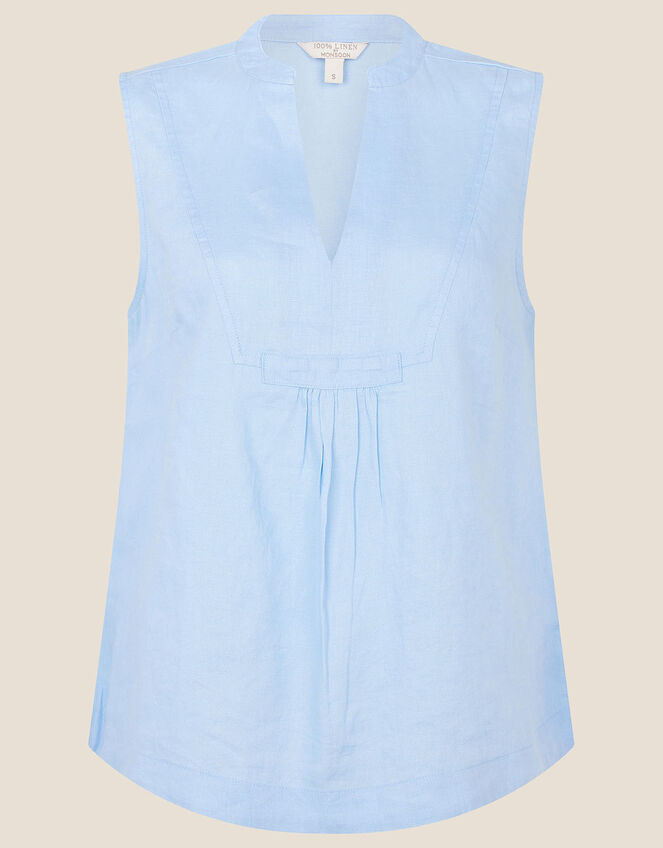 Jasmine Tank Top in Pure Linen, Blue (BLUE), large