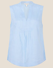 Jasmine Tank Top in Pure Linen, Blue (BLUE), large