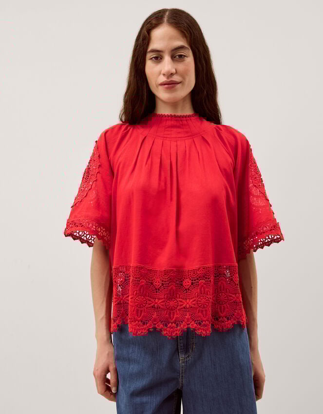 Emory Floral Lace Top, Red (RED), large