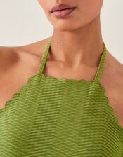 Alina Scallop Halter Swimsuit, Green (GREEN), large