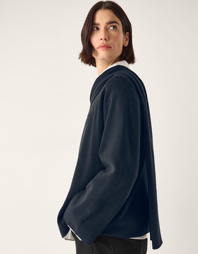 Simmi Asymmetrical Scarf Cardigan Blue