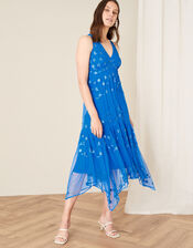 Carmela Sequin Hanky Hem Dress, Blue (BLUE), large