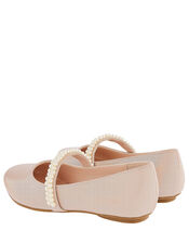 Valerie Pearl Strap Shimmer Ballerina Shoes, Pink (PINK), large