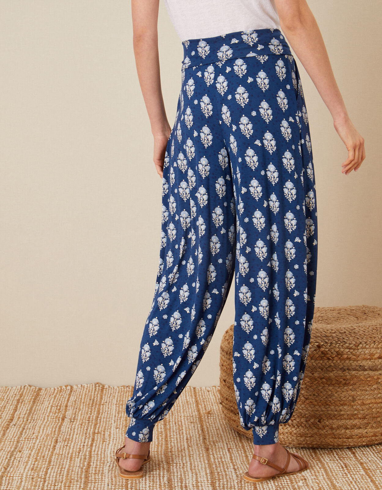 Woodblock Print Hareem Trousers Blue