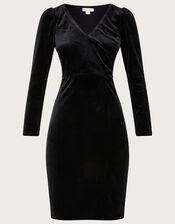 Fiona Velvet Shift Dress, Black (BLACK), large