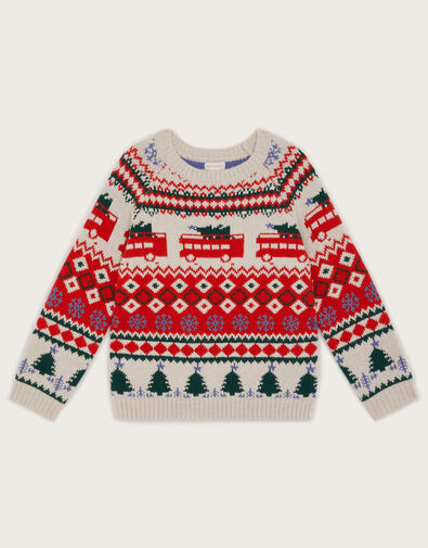 Fair Isle London Bus Jumper, Ivory (IVORY), large