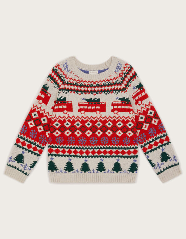 Fair Isle London Bus Jumper, Ivory (IVORY), large