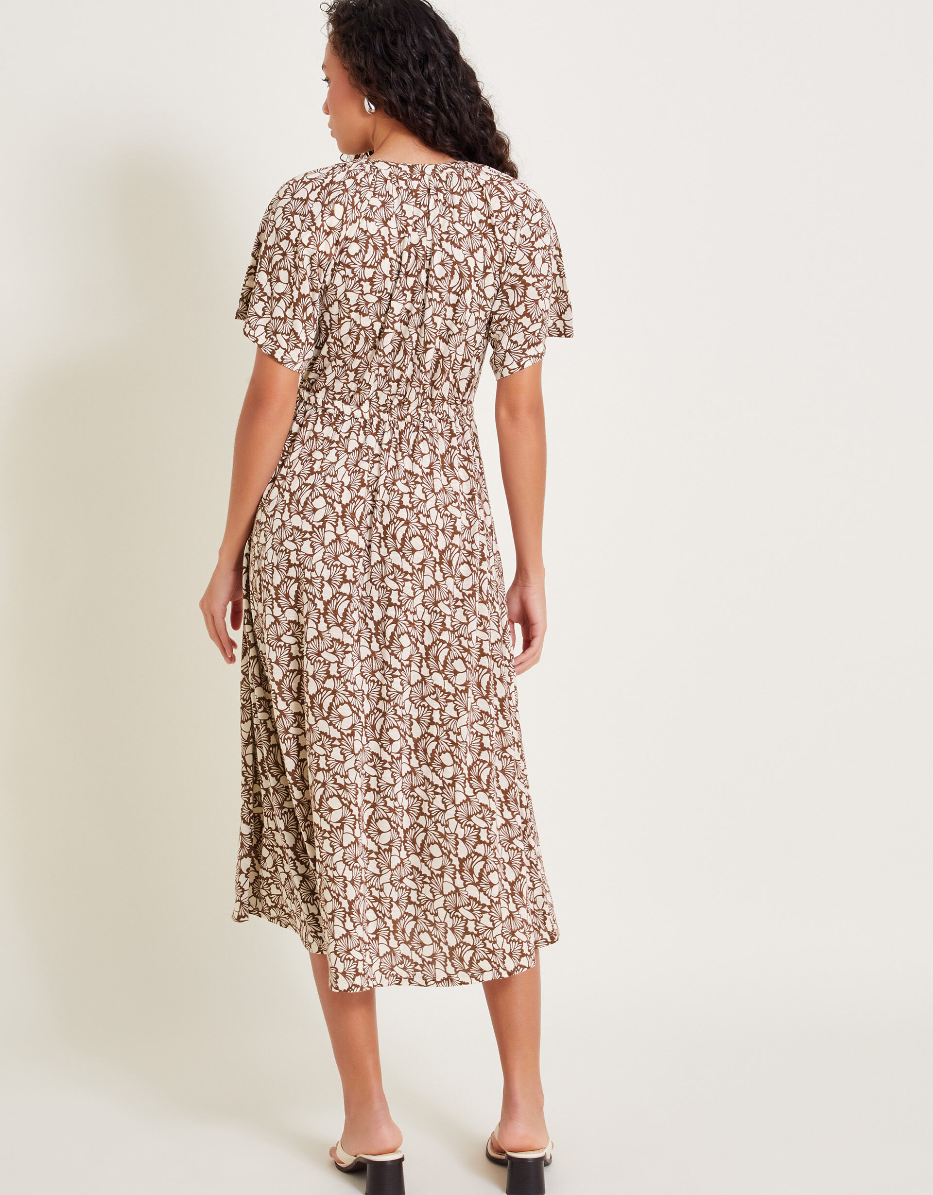 Natalia Jersey Print Shirt Dress Brown Midi Dresses Monsoon UK