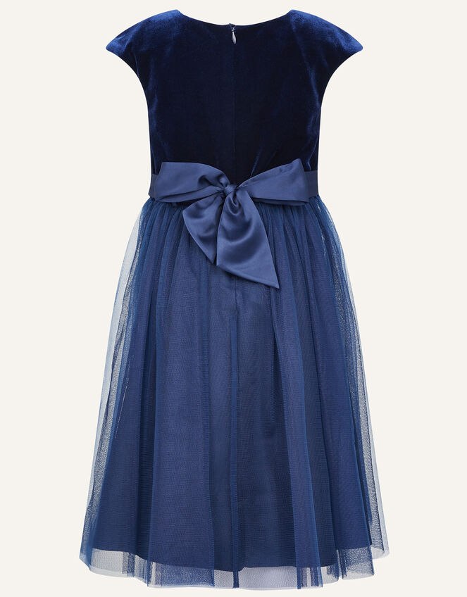 Odette Velvet Embroidered Dress , Blue (NAVY), large