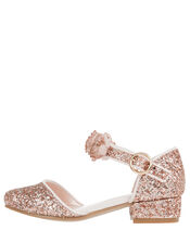 Abeline Glitter Corsage Two-Part Shoes, Gold (ROSE GOLD), large