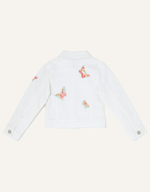 Butterfly Embroidery Jacket, White (WHITE), large