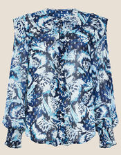 Briony Shimmer Butterfly Blouse, Blue (NAVY), large