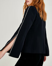 Tori Cape Trimmed Jacket, Black (BLACK), large