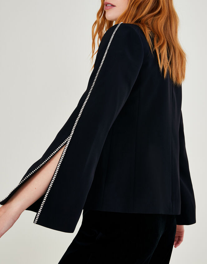 Tori Cape Trimmed Jacket, Black (BLACK), large