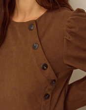 Silvia Button Stretch Corduroy Midi Dress, Tan (TAN), large