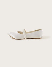 Communion Pearl Strap Ballerina Flats, White (WHITE), large