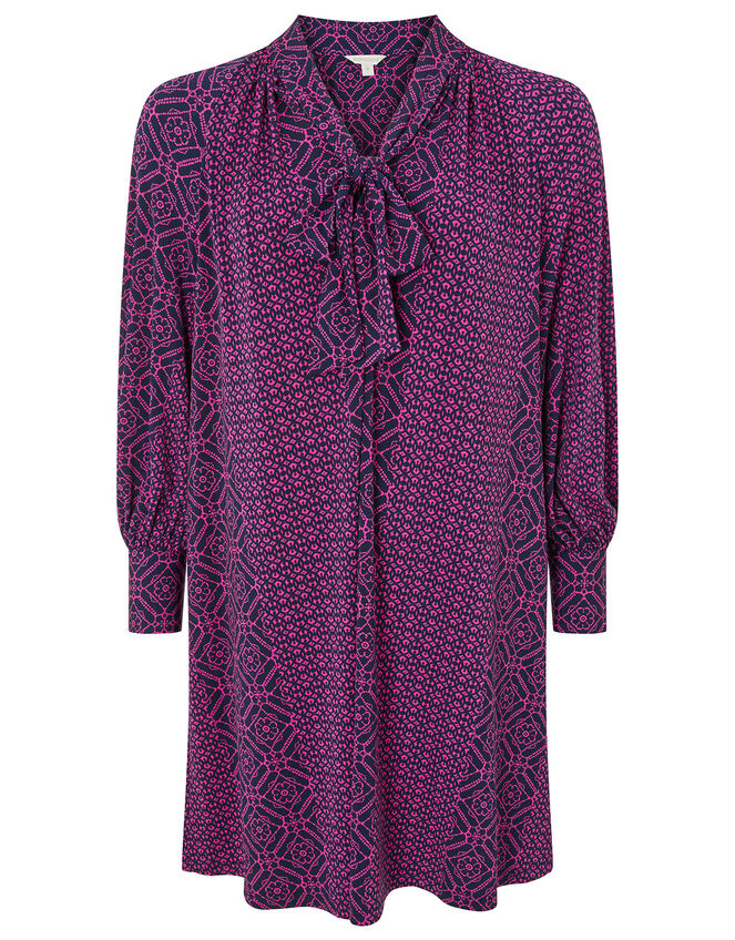 Geo Print Short Jersey Dress, Pink (PINK), large