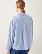 Lilah Cropped Utility Shirt, Blue (BLUE), large