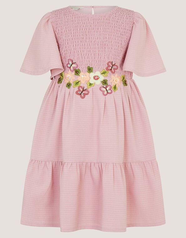 Floral Embroidered Smocked Dress, Pink (PINK), large