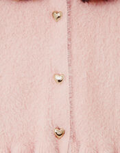 Monsoon x Queens of Archive Francoise Leopard Print Faux Fur Collar Cardigan​, Pink (PINK), large