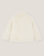 Bow Faux Fur Coat, Cream (CREAM), large