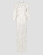 Grace Long Sleeve Satin Shirt Wedding Dress, Ivory (IVORY), large