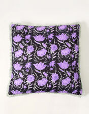 Woodblock Print Fringe Cushion, , large