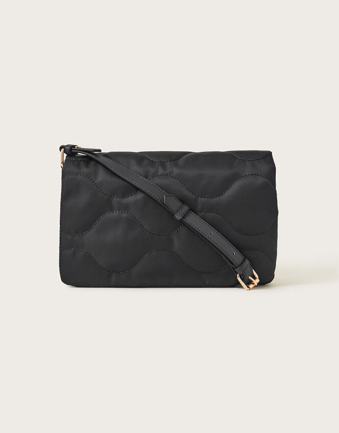 Quilted Nylon Cross-Body Bag, Black (BLACK), large
