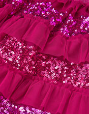 Sequin Ruffle Disco Skirt, Red (RED), large
