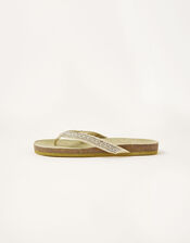 Embellished Toe-Post Flatform Sandals, Gold (GOLD), large