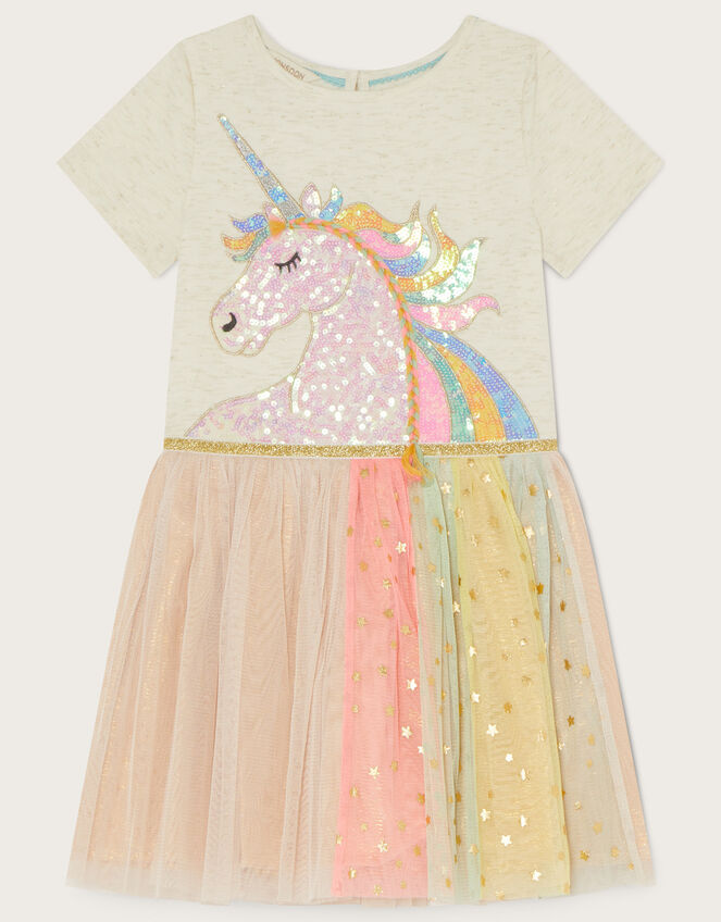 Unicorn Rainbow Disco Dress, Nude (NUDE), large