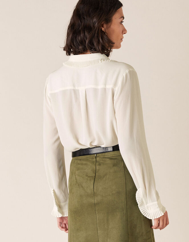 Pleated Collar Blouse, Ivory (IVORY), large