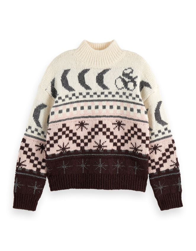 Scotch & Soda Metallic Celestial Fair Isle Jumper, Multi (MULTI), large